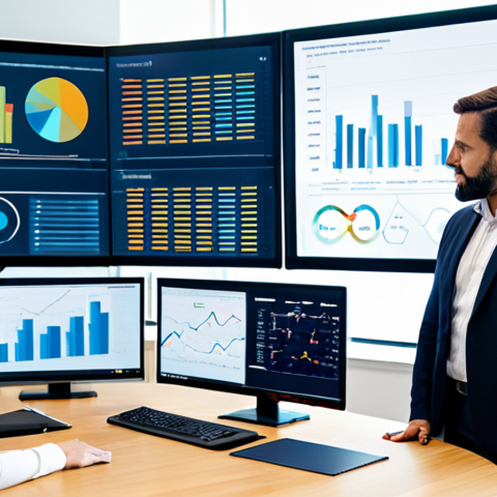 A diverse group of financial professionals, including an actuary and a product manager, in a modern, well-lit office collaborating around a large screen displaying complex data visualizations and predictive analytics models. They are fully clothed in professional business attire and modest clothing, engaged in a focused discussion, showcasing cross-functional collaboration and strategic insight. The atmosphere is innovative and forward-looking, highlighting the evolution of financial roles. This image is safe for work, appropriate content, with perfect anatomy, correct proportions, well-formed hands, and a natural pose. It represents professional development and high-quality, family-friendly business photography.