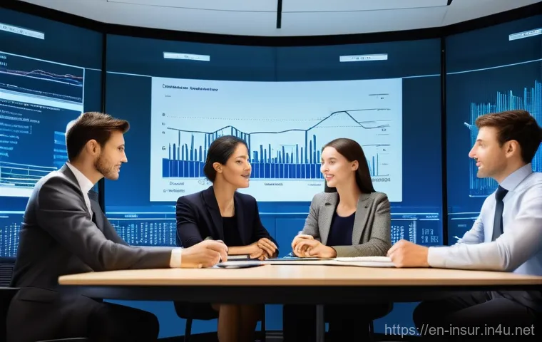 보험계리사와 장기보험 설계 - **Prompt: The Architects of Financial Security**
"A diverse team of actuaries, professionally dr...