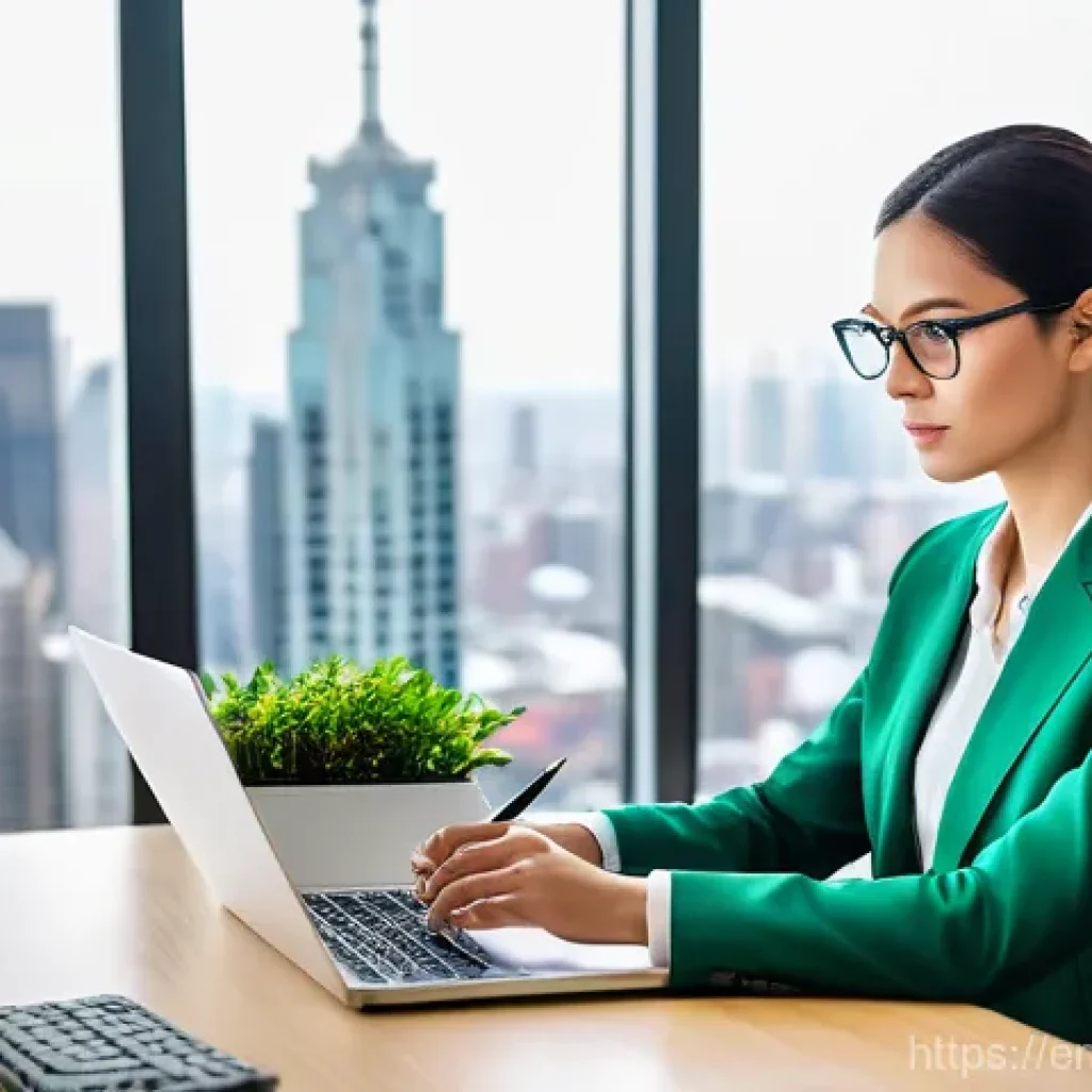 보험계리사 합격 후 취업 루트 - **Prompt:** A highly focused female actuary in her mid-30s, dressed in a sharp, modern business suit...