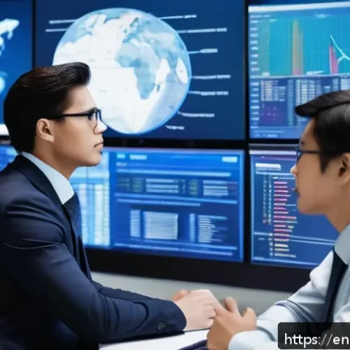 Home 17 보험계리사와 수익성 개선 사례 - A high-tech financial analyst office with large digital screens displaying real-time big data stream...